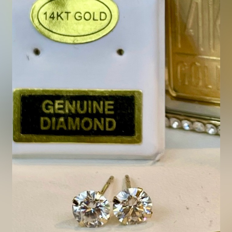 14k Solid Yg 1ct Diamond Studs Yellow Gold